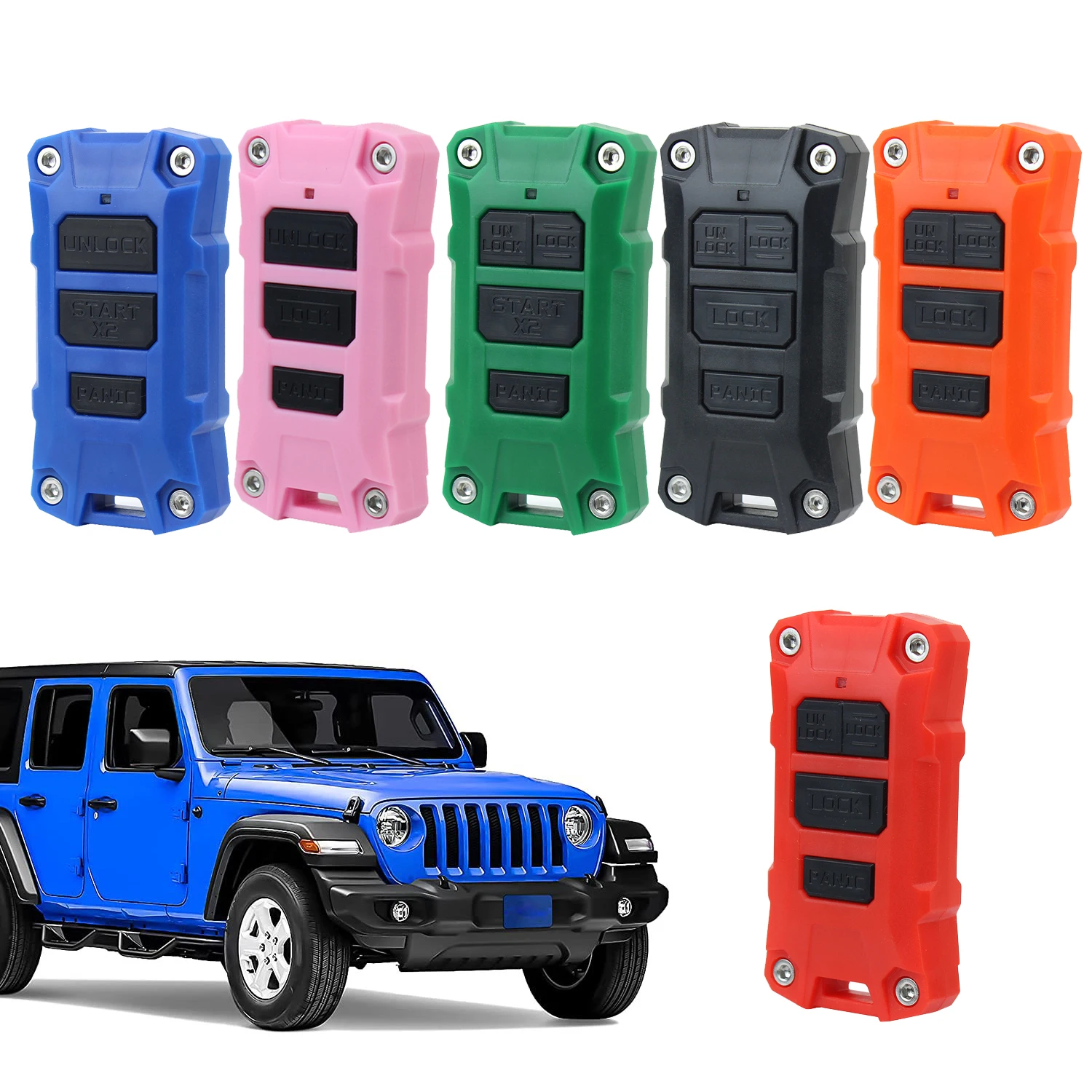Car Key Fob Shell Cover Decoration For Jeep Wrangler JL 2018-2023 Key Shell Protect Case