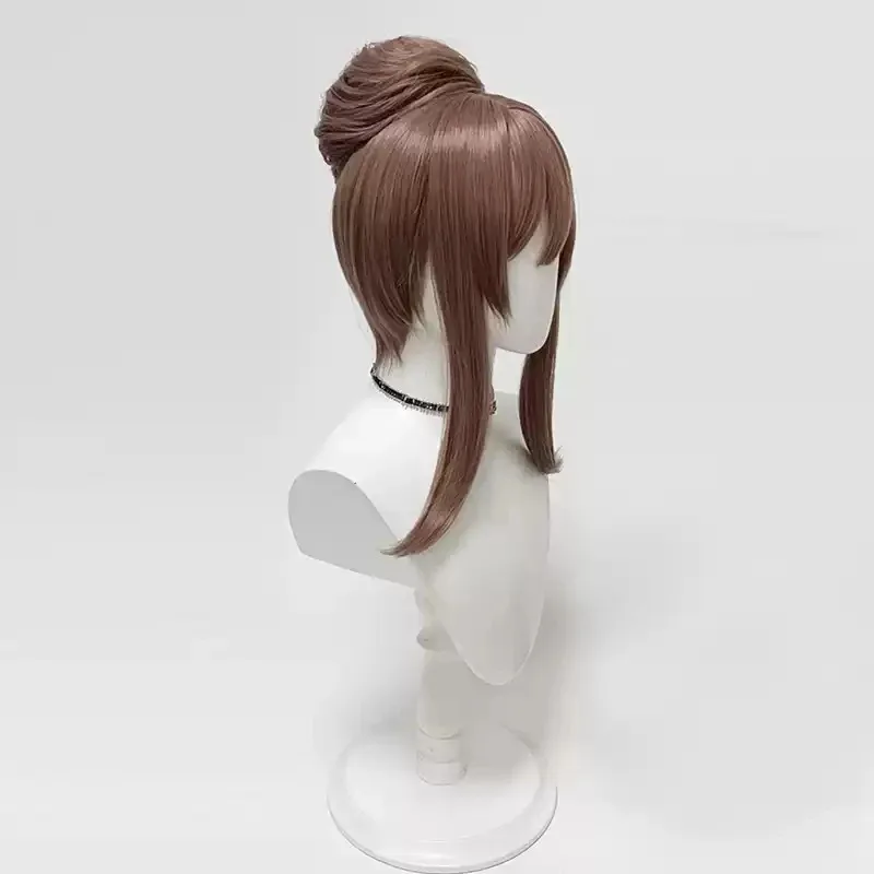 Nikke deusa da vitória noir peruca cosplay coque marrom resistente ao calor cabelo sintético festa de halloween role play carnaval + touca peruca