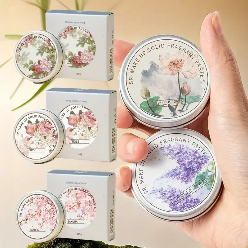 Portable Pure Aromatherapy Balm for Women-15g,with Rose,Peony, Lotus,Cherry Blossom and Lavender Scent-Long-lasting Floral Scent