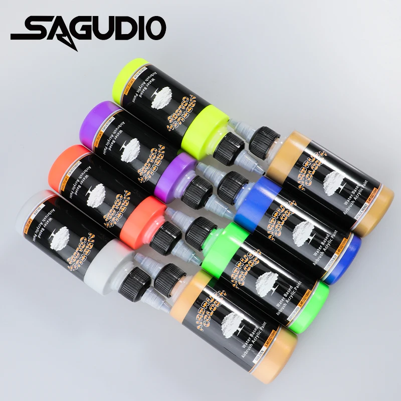 SAGUD Airbrush Acrylic Paint 8 Colors 100ml Painting Paint for Artist DIY Nail Art Model Shoes Wood Fabric Ready to Airbrush