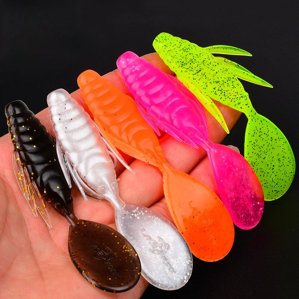 8-teiliges Set 5-Farbiger Weichköder 9cm 5,5g Realistische PVC-Silikon-Köder für Süßwasser, Downrigger-Köder, Flachschwanz-Weichköder