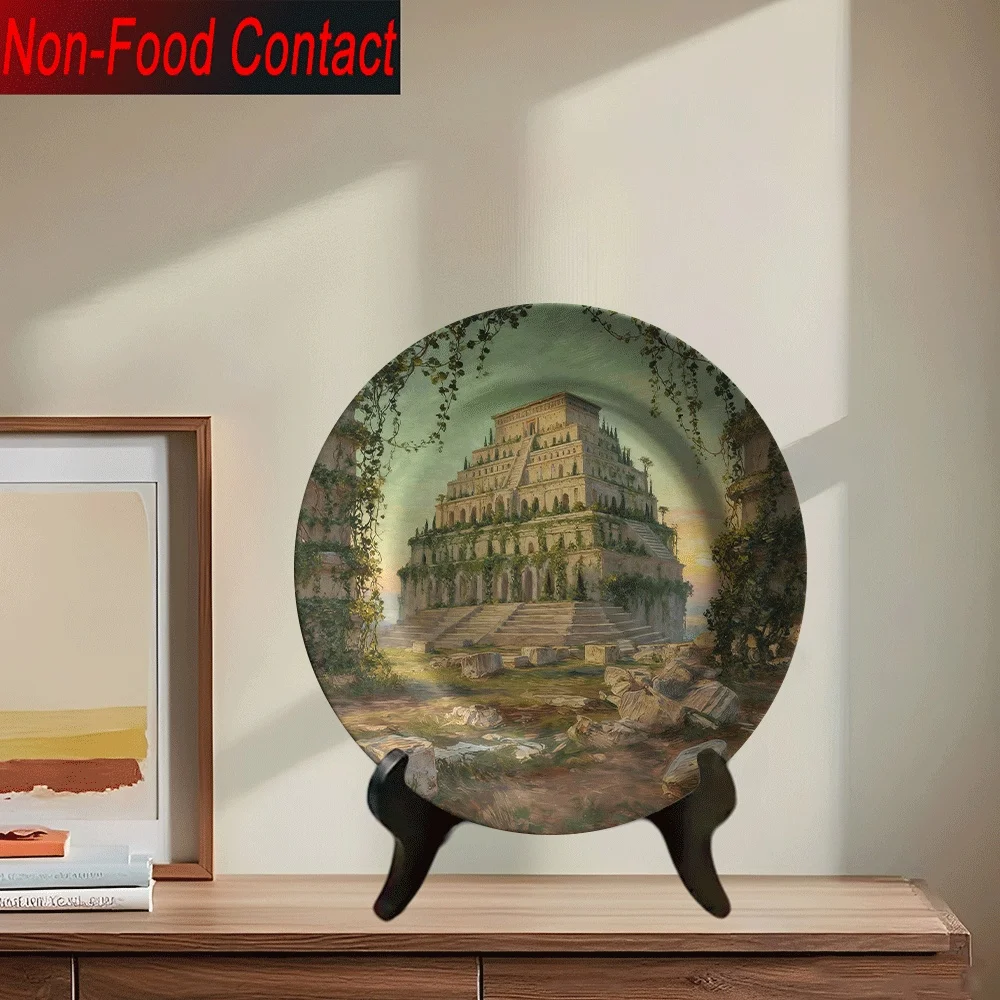 A 2D Ceramic Decorative Plate, Not for Food Use, Purely for Decoration. It Serves As an Artistic Piece for Home Tabletops,