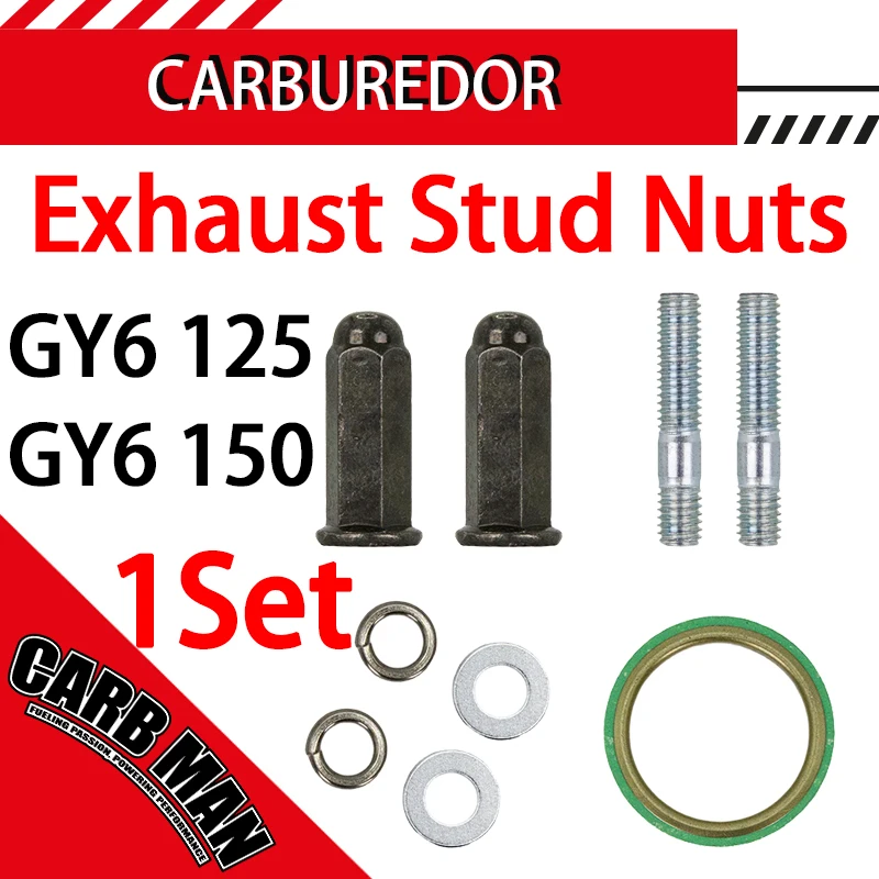 Motorcycle Scooter Exhaust Pipe Exhaust Stud Nuts Bolt Seal Gasket Kit For Honda GY6 50 70 90 110 125 150 QMB139 ATV Moped