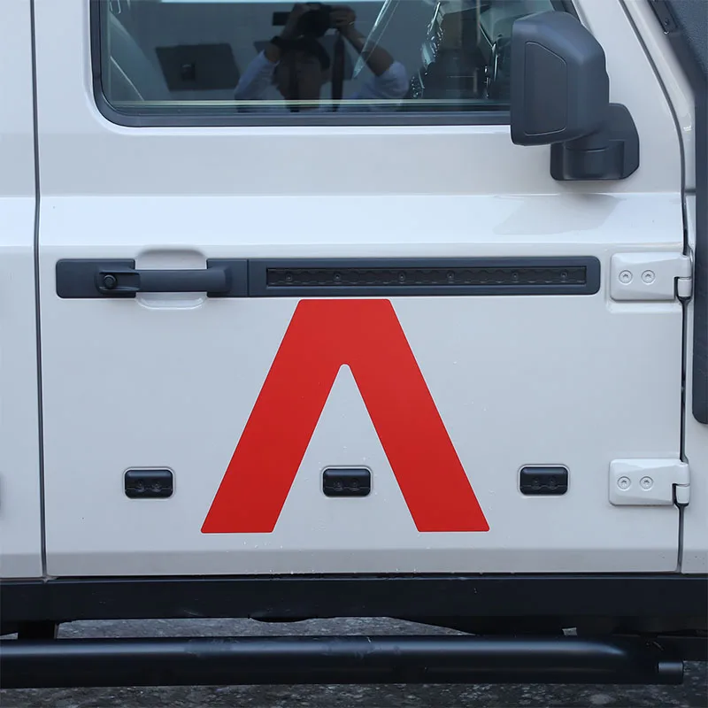 

For Ineos Grenadier 2022-2025 PVC Red Car Front Door V-shaped Decorative Sticker Car Accessories