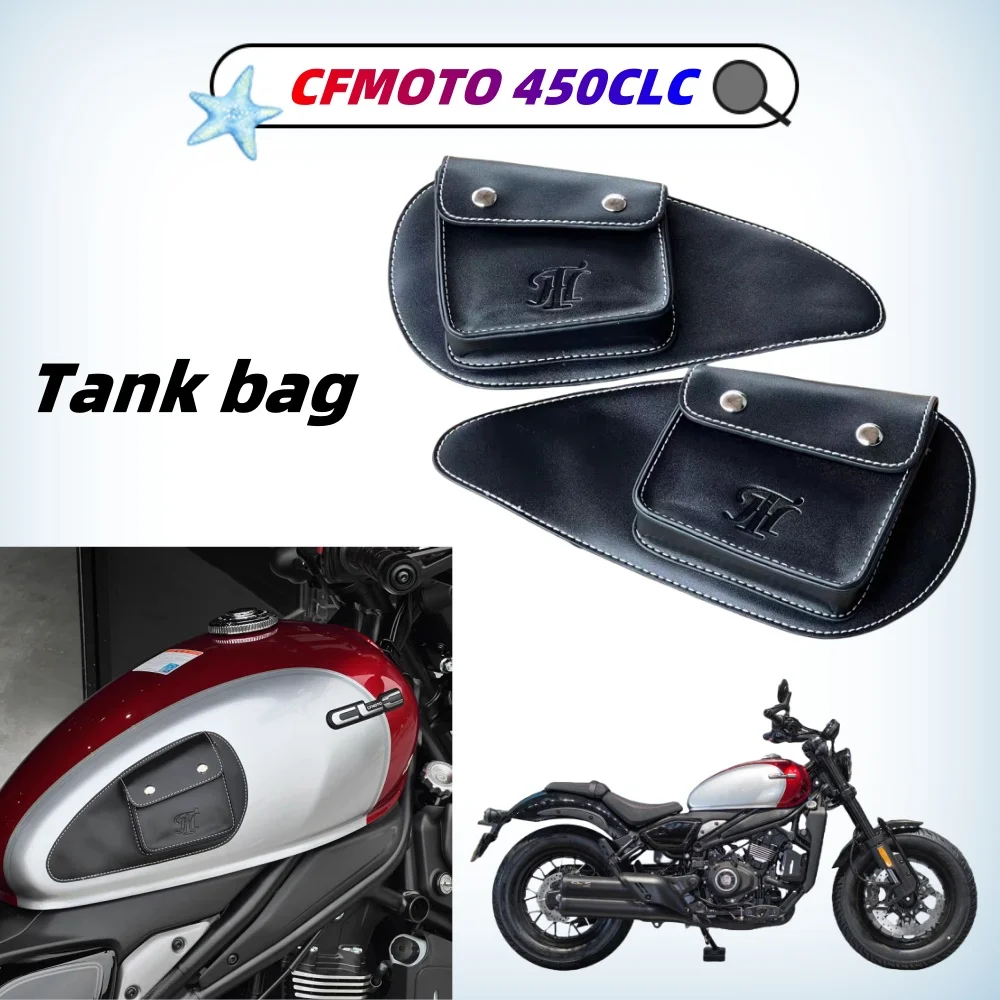 Motorcycle CFMOTO 450clc retro side bag genuine leather storage bag side bag quick access fuel tank bag cruise small bag