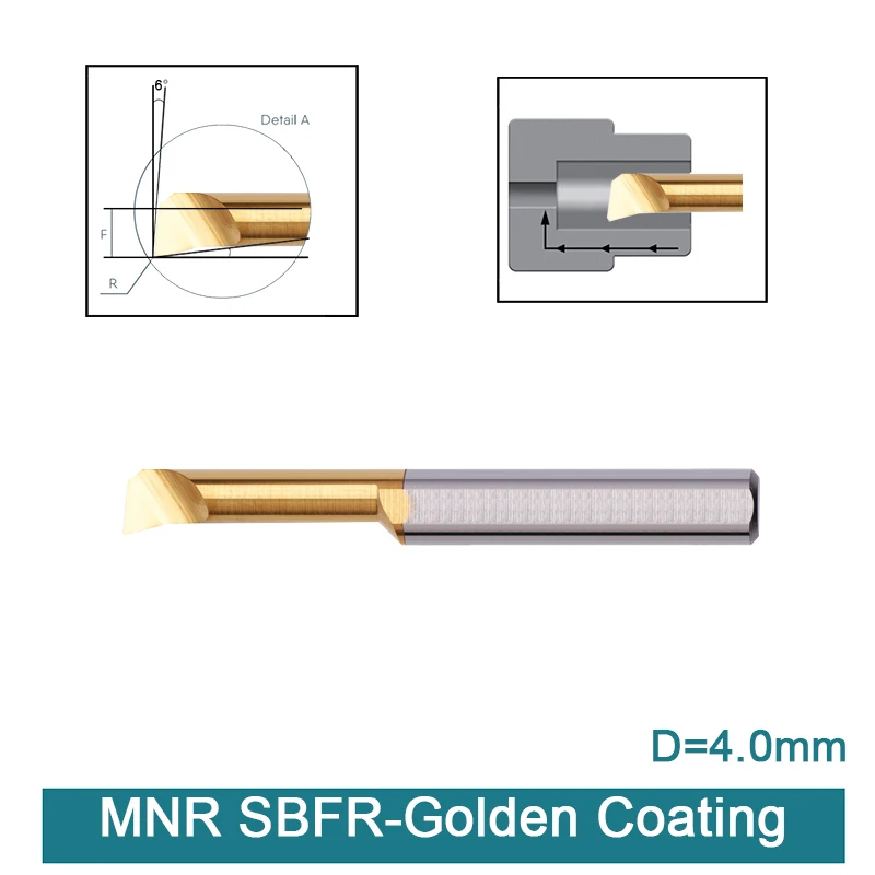 

MNR KT30-SBFR Golden Coating Small Aperture Boring Tool Tungsten Steel Shockproof CNC Inner Hole Boring Micro MNR Turning Tool