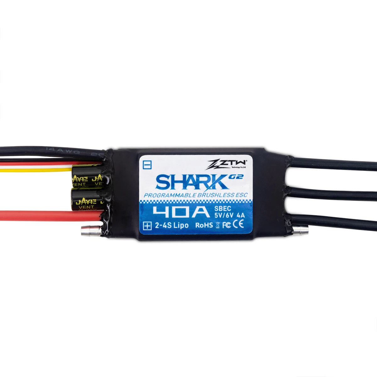 ZTW Upgraded 32-Bit Shark 40A ESC G2 SBEC 5/6V 4A Waterproof Water Cooling Bidirectional Brushless Speed Controller For RC Boat