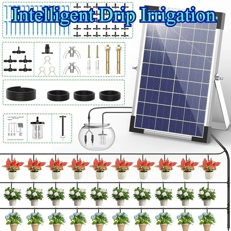 

Solar Powered Irrigation System 5W-Automatic Plant Watering for 30 Potted Plants