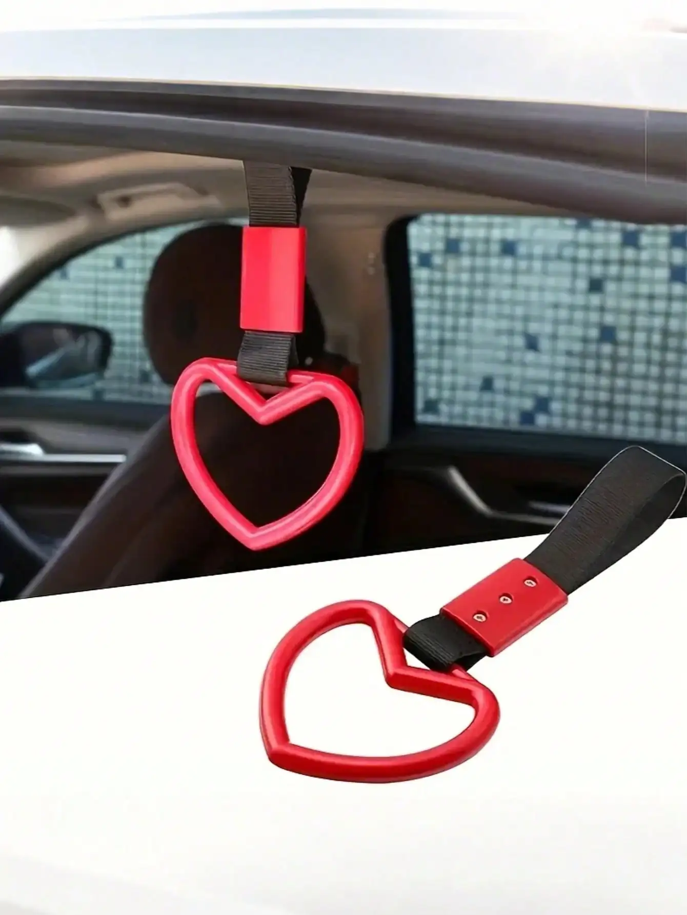 1Pc Heart-Shaped Car Rear Bumper Warning Pendant – Durable Plastic Material, Practical Auto Accessory.