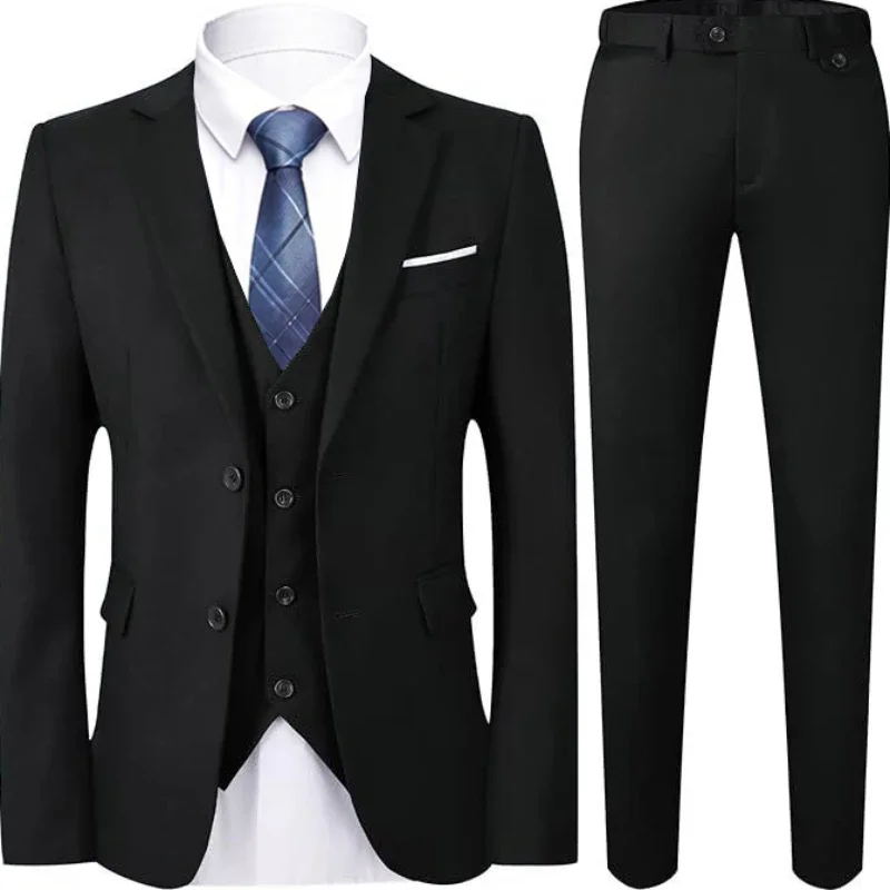 High Quality Wedding Suits For Men Elegant Blazers 2 Set 3 Pieces Luxury Business Formal Jackets Vest Pants Full Coats 2024