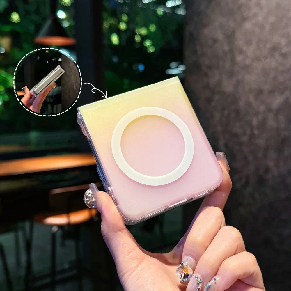 جديد كول اللون Ins الرياح ماتي التدرج Pc + tpu قوس قزح حافظة هاتف مغناطيسية مناسبة لهاتف سامسونج جالاكسي Zflip 7 6 5 4 3