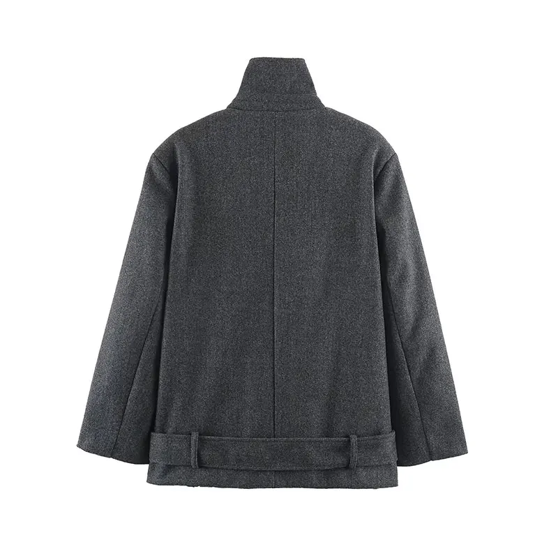 NLZGMSJ 2025 Autumn Winter Vintage Casual Chic Solid Women Belt Overcoat Double Breasted Oversized Jackets Fashion Coats