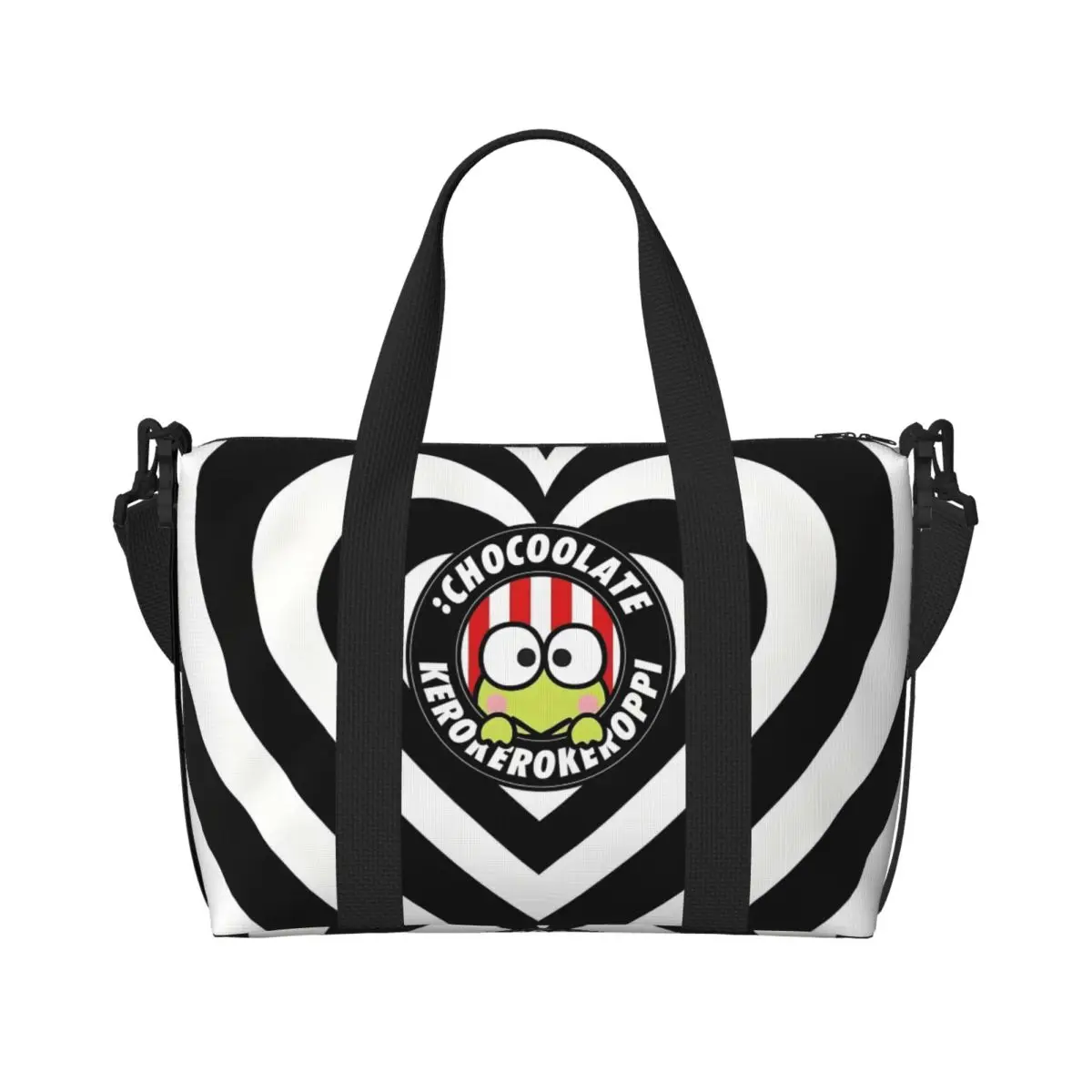 

Custom Large Sanrio Keroppi Anime Tote Bag Women Cartoon Frog Cute Shoulder Shopper Beach Gym Travel Bag