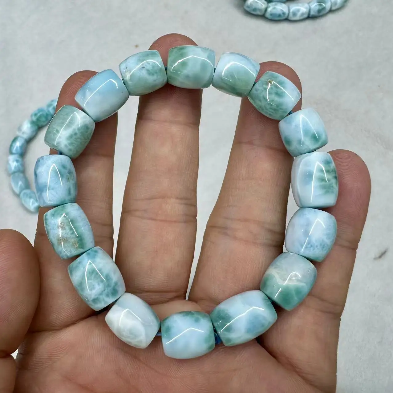 Dominica Larimar/Copper Pectolite Stone Beads Bracelet Natural Gemstone Jewelry For Women For Men For Gift Wholesale !