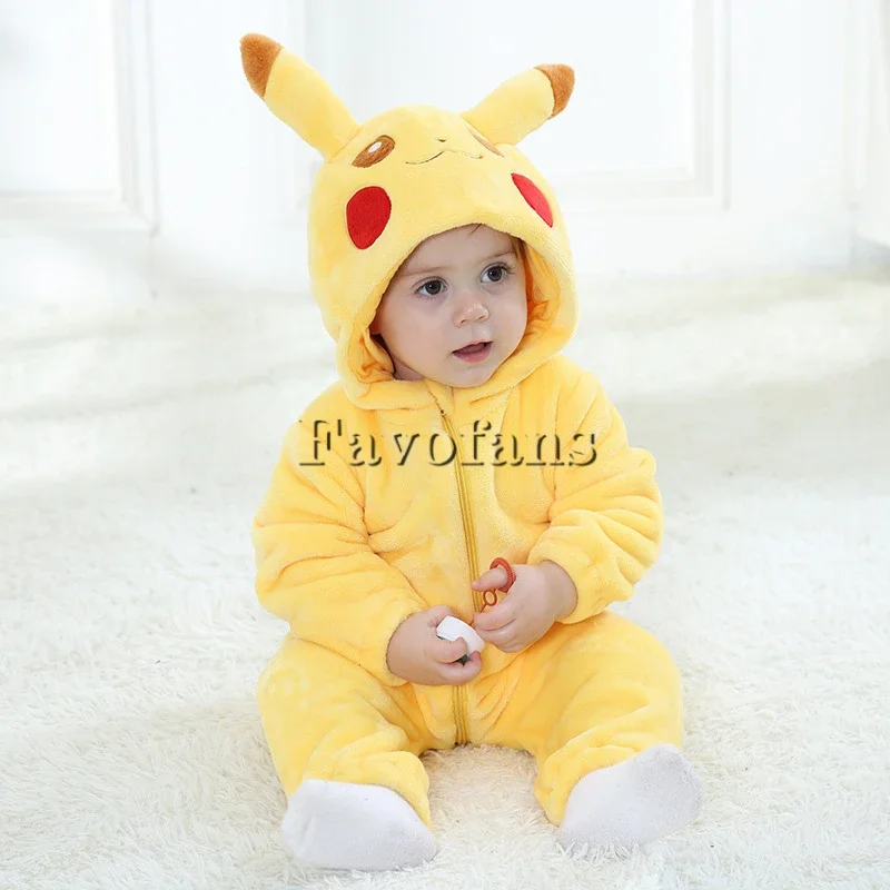 0-3Y Kigurumi Kids Pajamas Zipper Anime Cosplay Costume Winter Flannel Boy Pyjama Baby Girl Onesie Halloween Christmas Gift