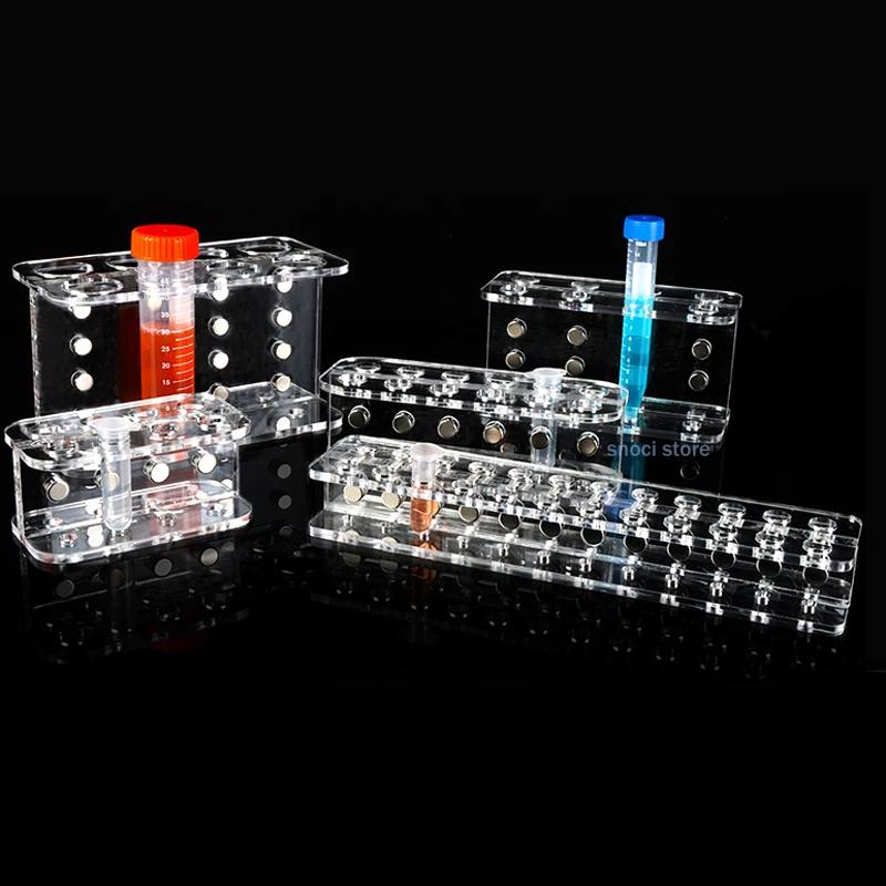 Magnetic Rack For DNA, RNA Purification For 0.2ml /1.5ml/2ml/5ml/10ml/15ml/50ml Plexiglass Centrifuge Tubes (with Magnets)，1Pcs