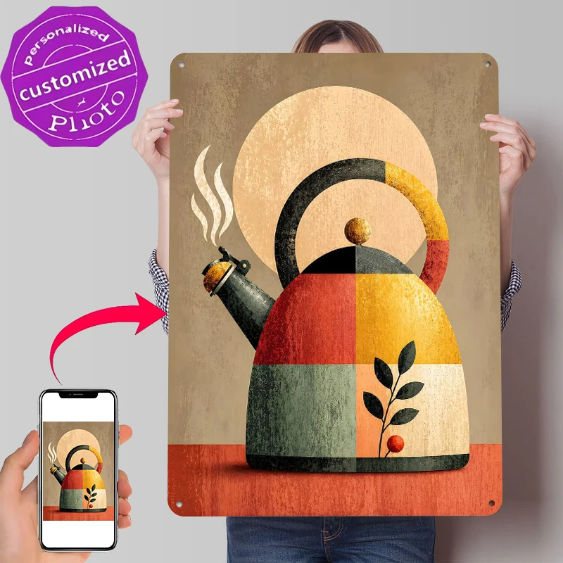 Scandinavian Whistling Tea Kettle Tin Poster Customized Wall Art Retro Vintage Metal Signs for Fans Room Decoration Gaming Decor
