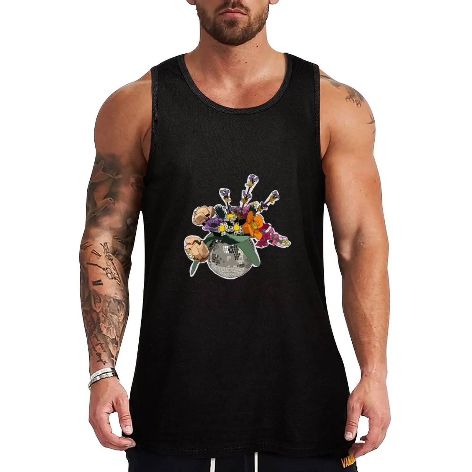 

Block flowers Tank Top Muscle fit training weight vest men clothes bodybuilding man