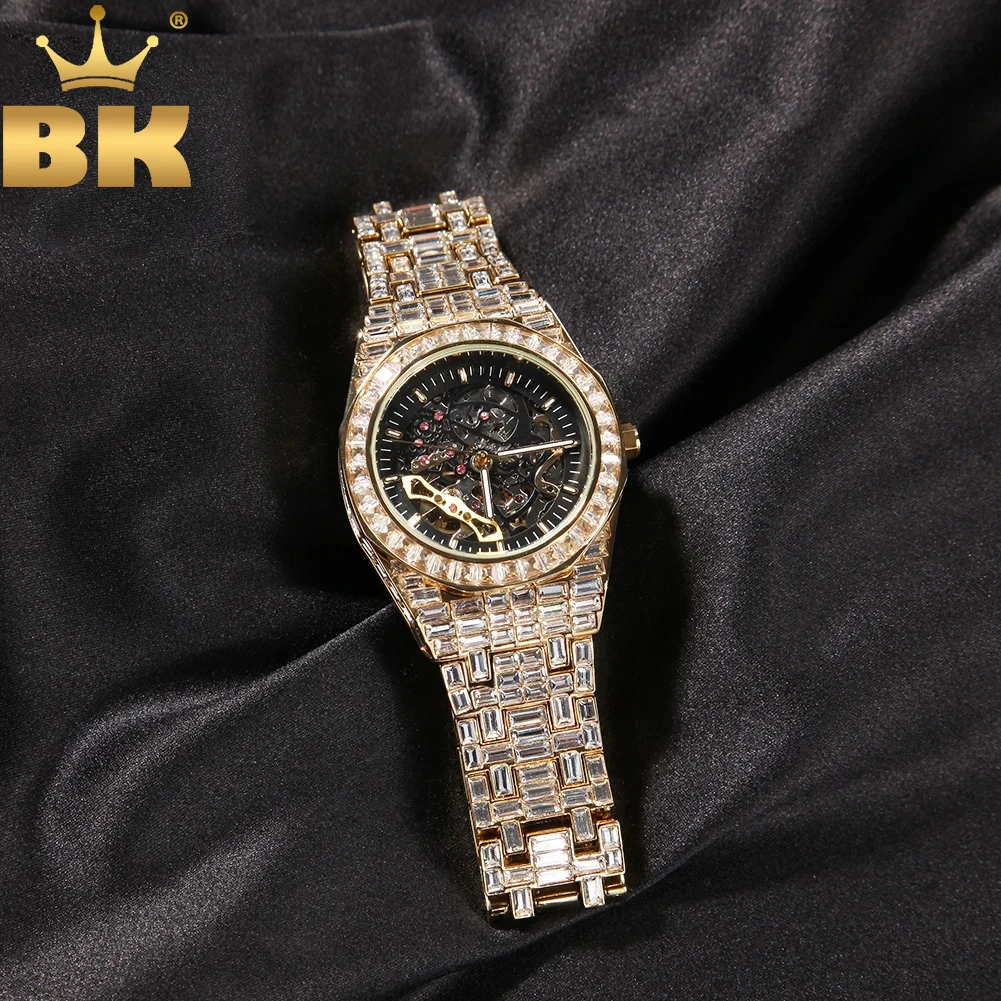 TBTK Minimalist Diamond Waterproof Stainless Steel Mechanical Iced Out Watch Men Classic Design For Men