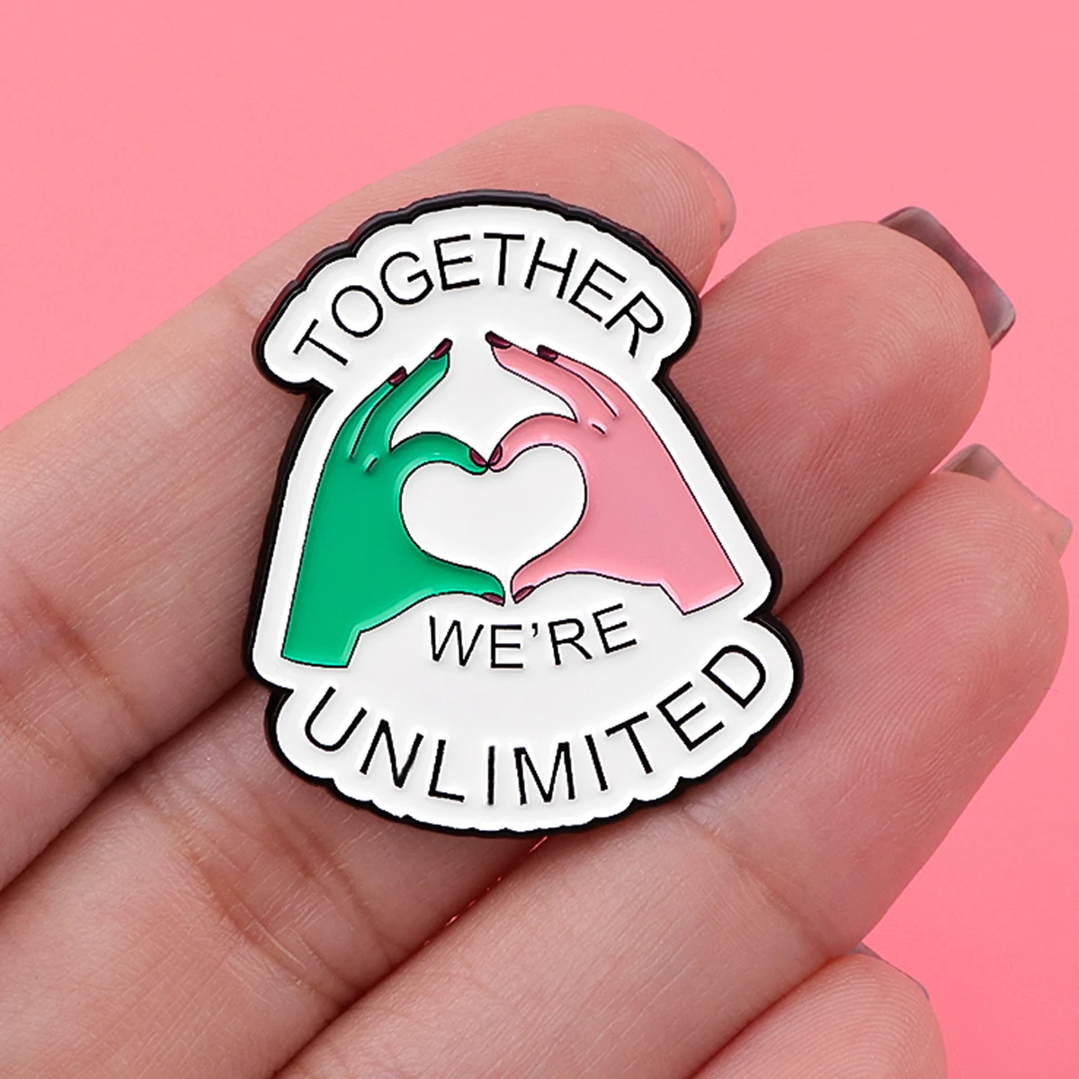 Movie-Inspired 'Together' Enamel Pins Pink & Green Heart Brooches Badge Lapel Pin Clothes Accessories Funny Jewelry Fans Gifts