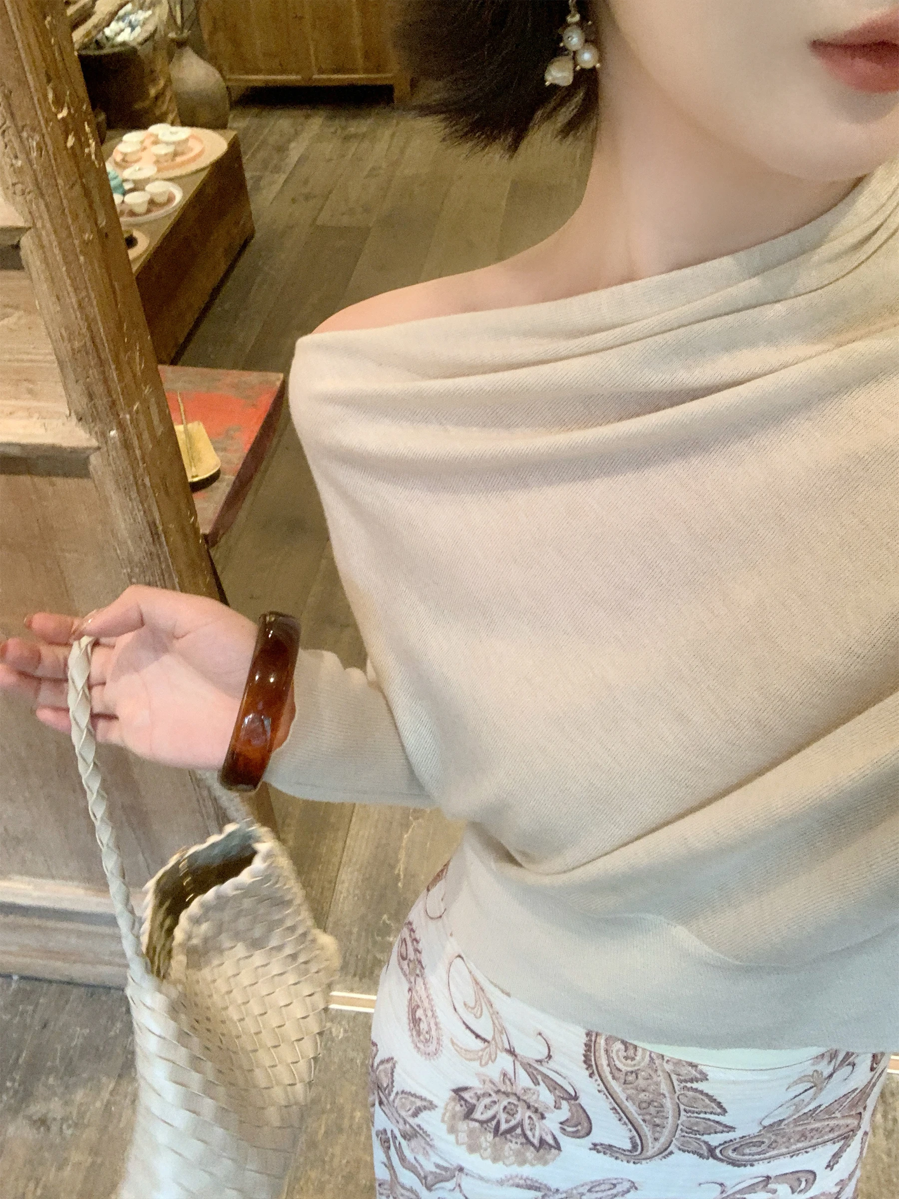 

Вязаный топ для похудения, однотонный, с рукавами «летучая мышь», на одно плечо, с утягивающим эффектом на талии, винтажный стиль, женская повседневная одежда