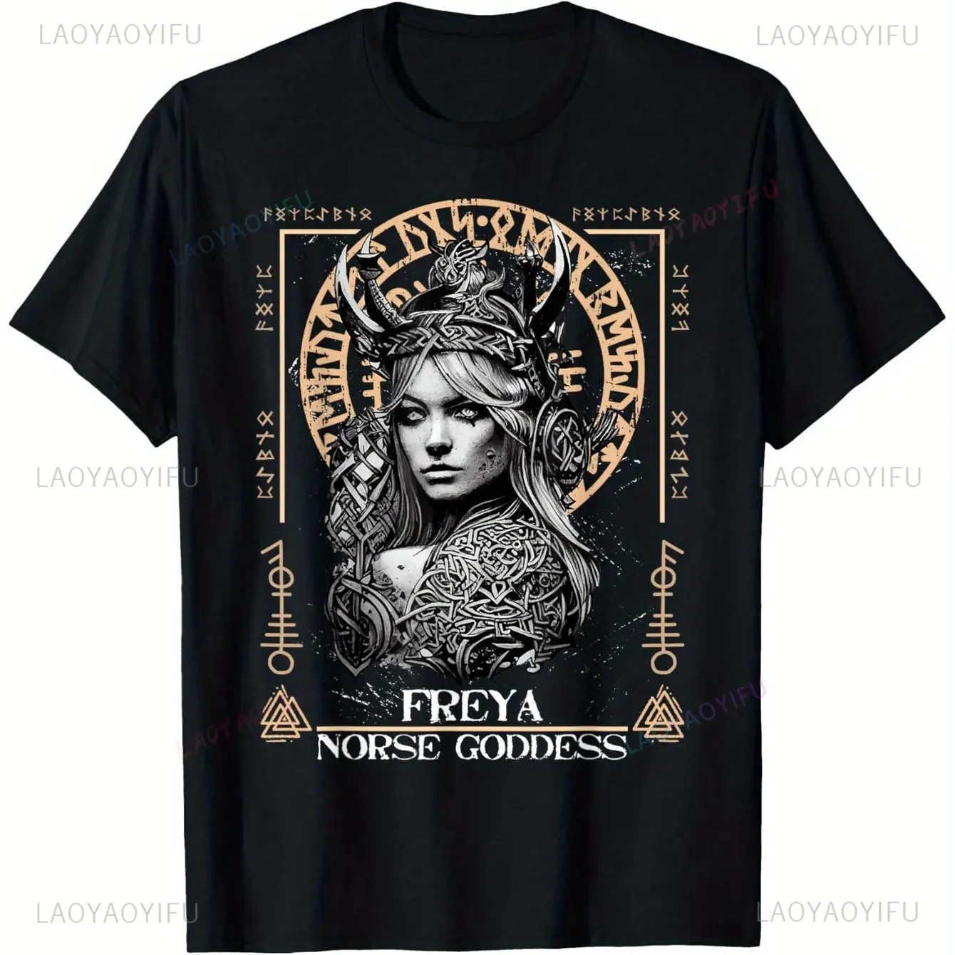 Viking Mythology Norse Goddess Freya Graphic Print Unisex T-Shirt Legendary Streetwear Mythical Art Apparel