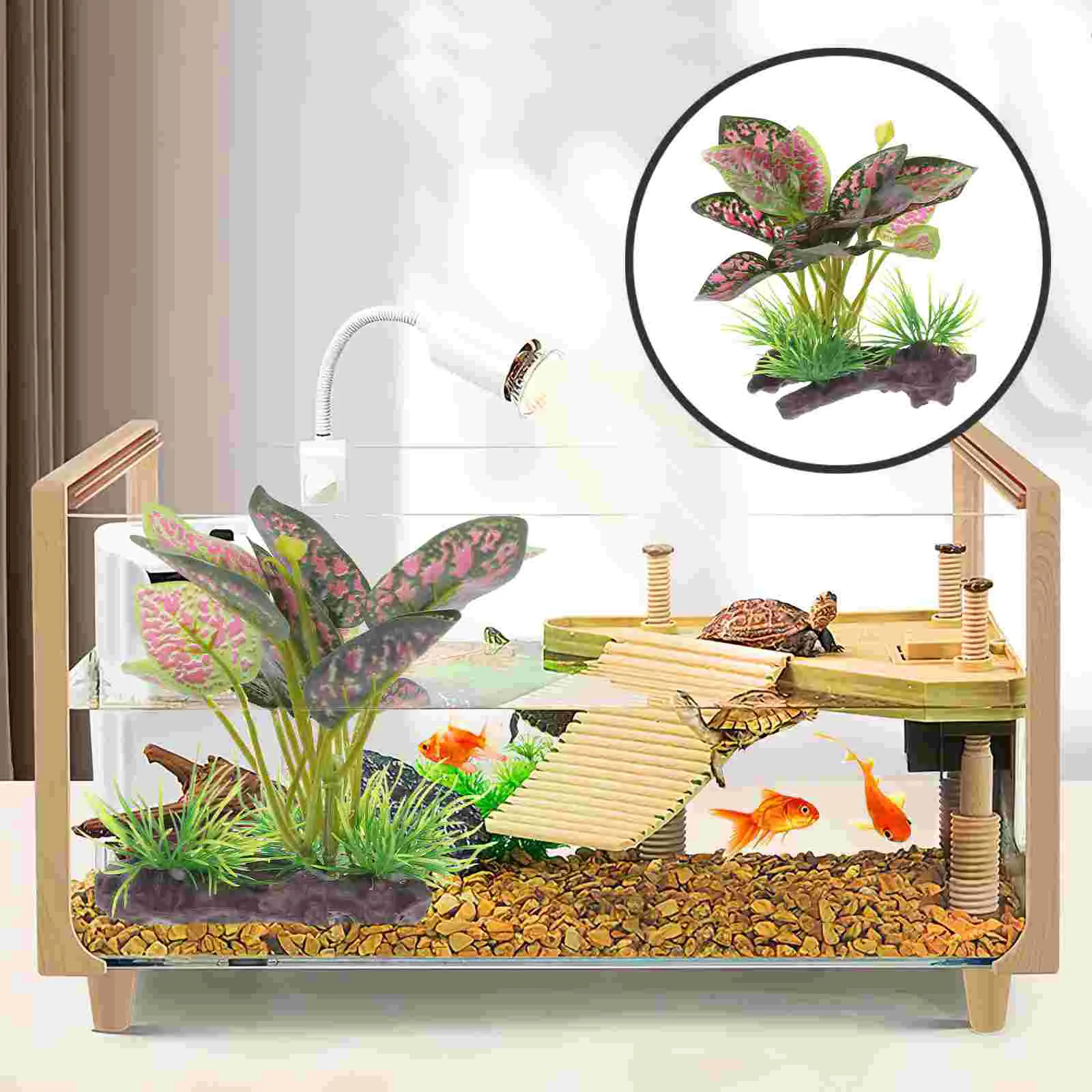 

Lifelike Artificial Reptile Terrarium Plants Clear Texture Bright Resin Plastic Decor Fish Tank Cave nament