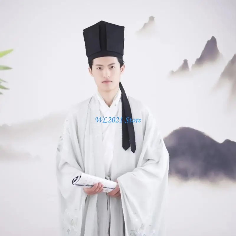 

G5GC Breathable Han Costume Hat Ancient Scholar Hat Headwear for Adult Daily Wear