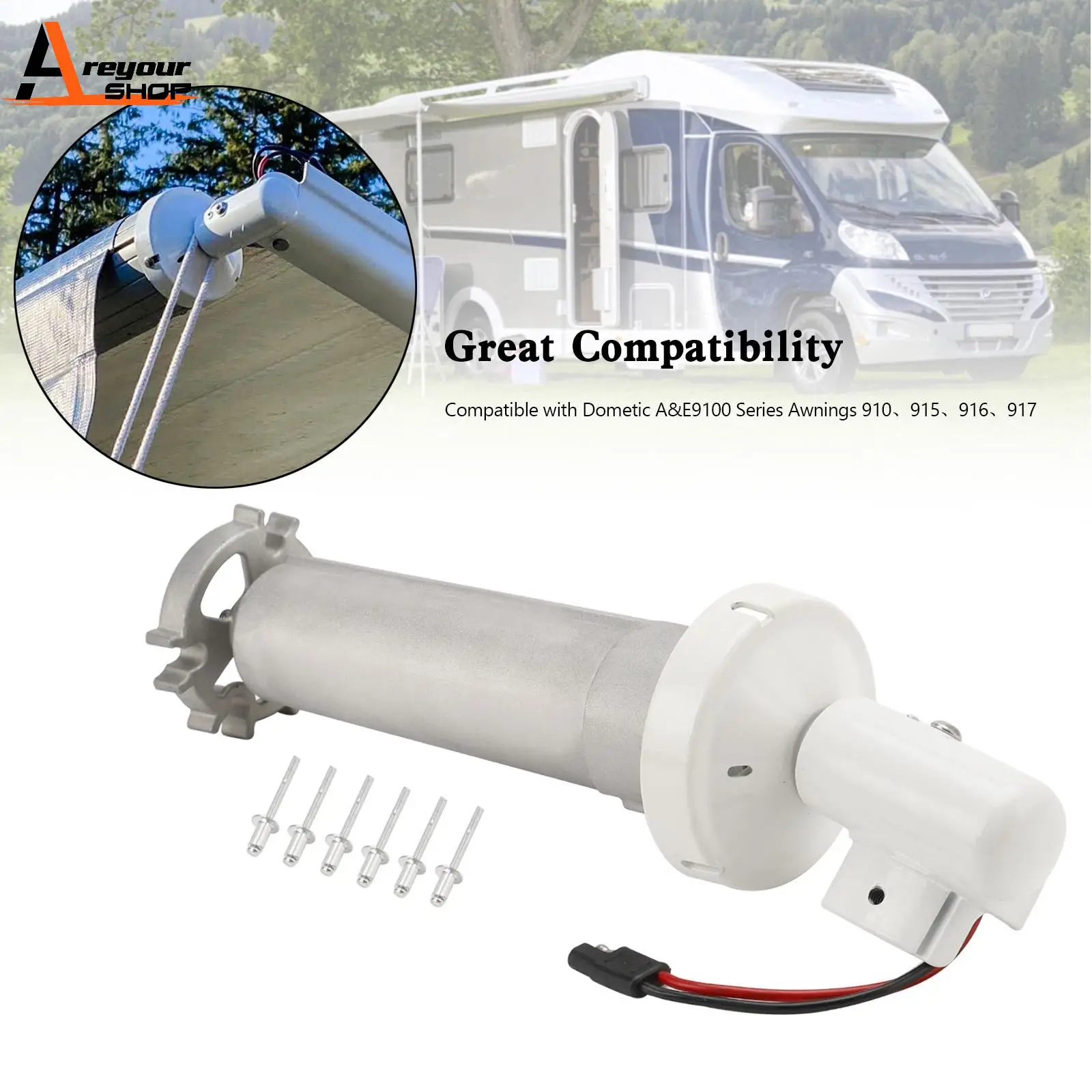 

Areyourshop RV Awning Power Motor Torsion Assembly for Dometic 9100 3310423.209B Rh