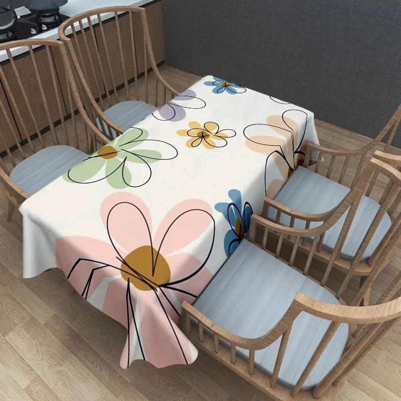 2D Printed 59X59In/150X150Cm Vibrant Floral Tablecloth with Fresh Designs in Pink, Blue, Yellow, And Green Flowers - Perfect for Dining Rooms, Kitchens, Bedrooms, Or Outdoor Picnics, Picnic Covers | Lively Tabletop Decoration | Texture