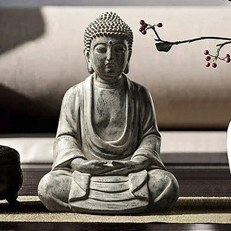 

Creative New Chinese Buddha Sculpture, Porch Zen Home Decorations Buddha Living Room Decoration Resin Ornaments, 1Pc