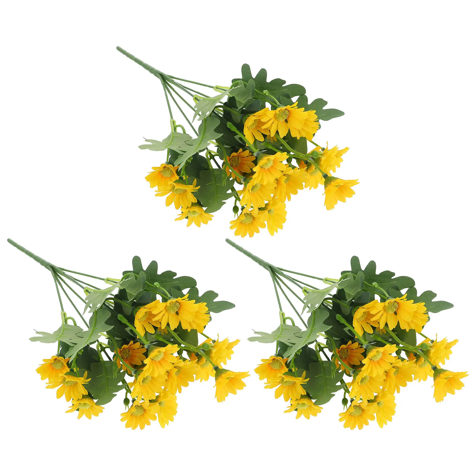 

3 Pcs Daisy Bouquet 21 Yellow Simulation Flowers Home Decor Office Home Fake Flower Shop Faux Flower Arrangement