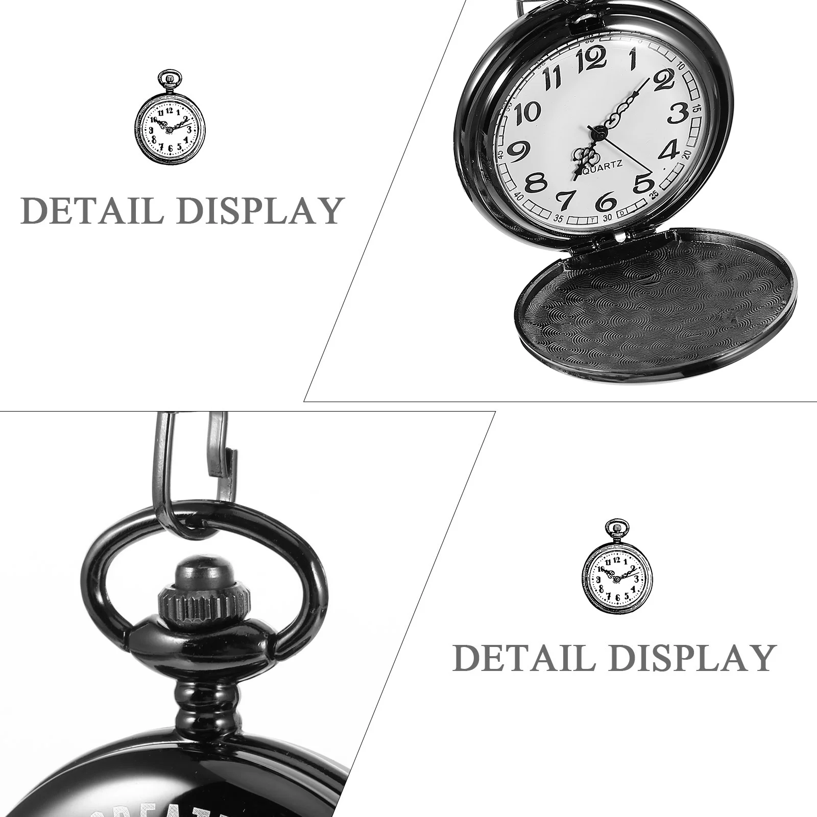Quartz Movement Hanging Pocket Watch Necklace Vintage Pendant Durable Father's Day Gift Idea Engraved Clear Lettering Design