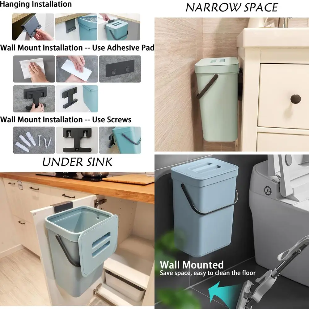 

Внутренний настенный кухонный контейнер для компоста на 12 л с крышкой, синяя упаковка