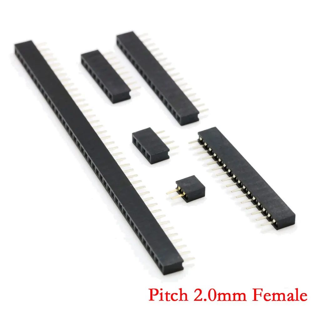 10PCS Pitch 2.0mm Single Row Pin Female Header Socket 1*2 3P 4 5P 6P 7P 8P 9P 10P 11P 12P 13P 14P 15P 16P 20P 40P Pin Connector