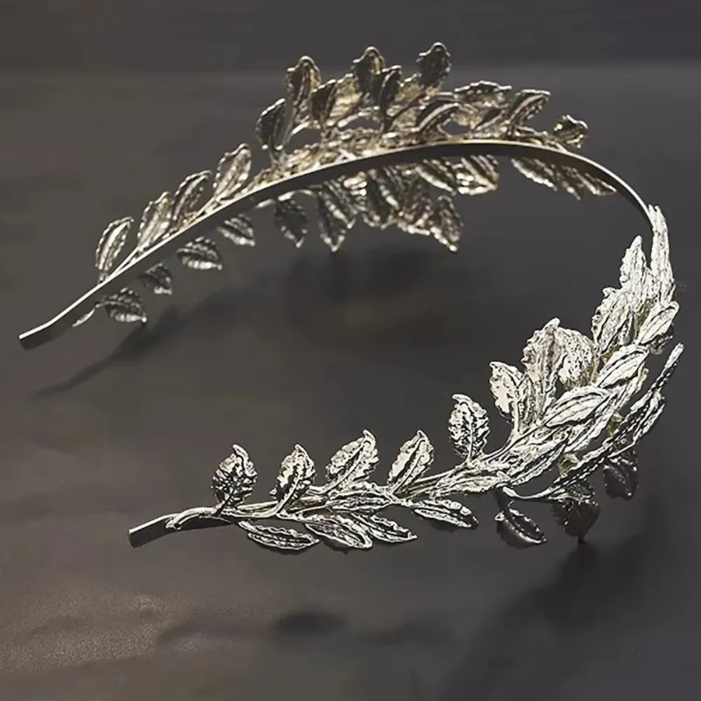 Retro Gold Color Bridal Headband Lightweight Leaf Vine Pattern Vine Head Crown Adjustable Tiara Headpiece