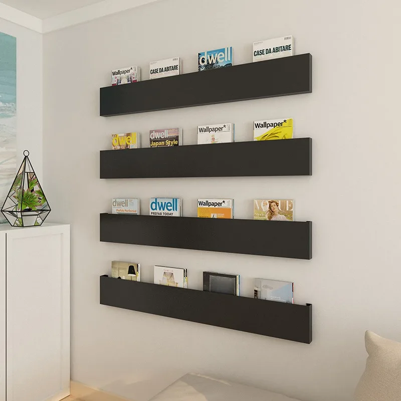 Wrought iron wall hanging baffle shelf, simple creative bookshelf bookshelf newspaper shelf 3