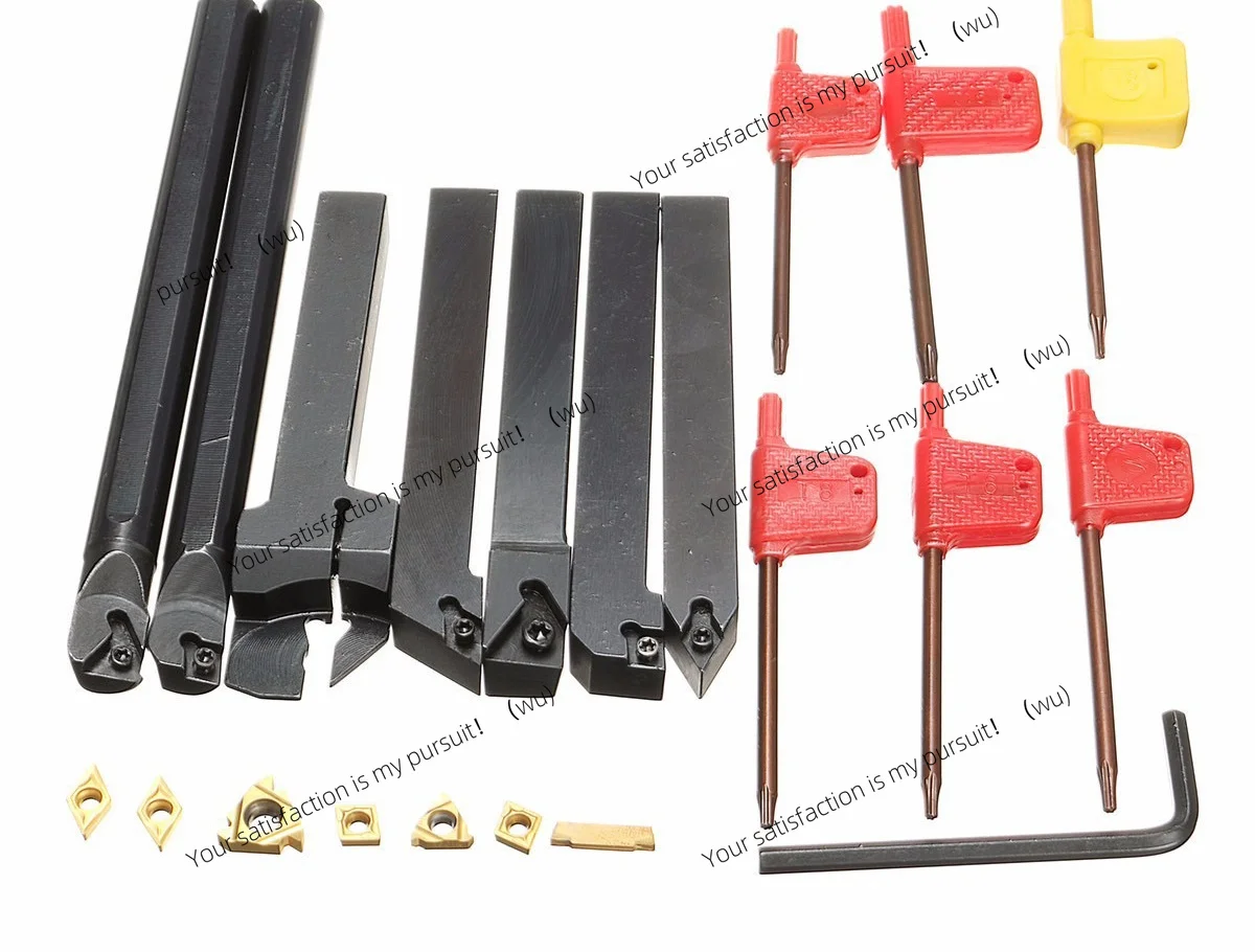 For CNC Lathe Machine 7Pcs 12mm Turning Tool Set 7 Tool Holders With 7 Carbide Inserts Precision Cutting Tools