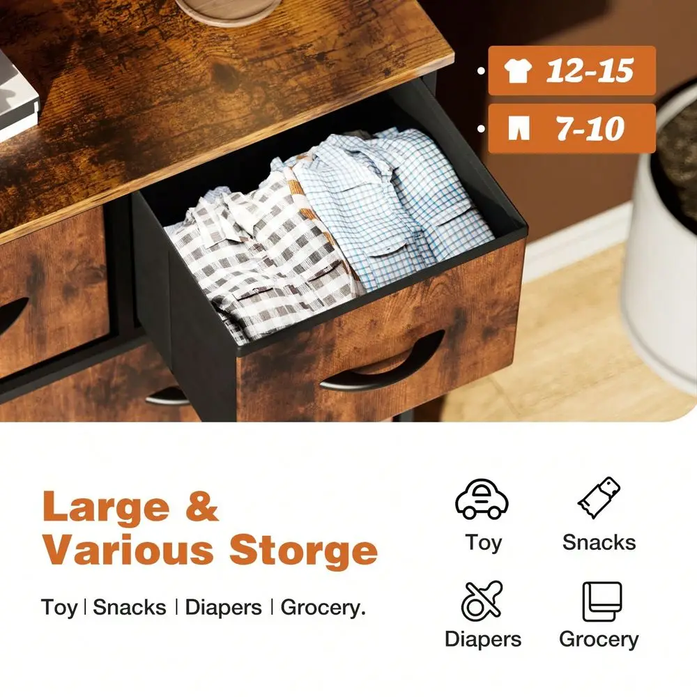 Tall 9 Fabric Clothes Cabinet Storage Organizers And Wood Top Surface Table Chest ,9 Drawer Dresser,Fabric Storage Tower For Be