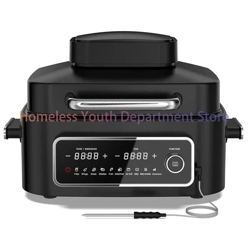 6L Air Fryer Grill Combo Smokeless Indoor Electric Grill with Air Fryer Roast Bake Dehydrate Cyclonic Grilling Technology