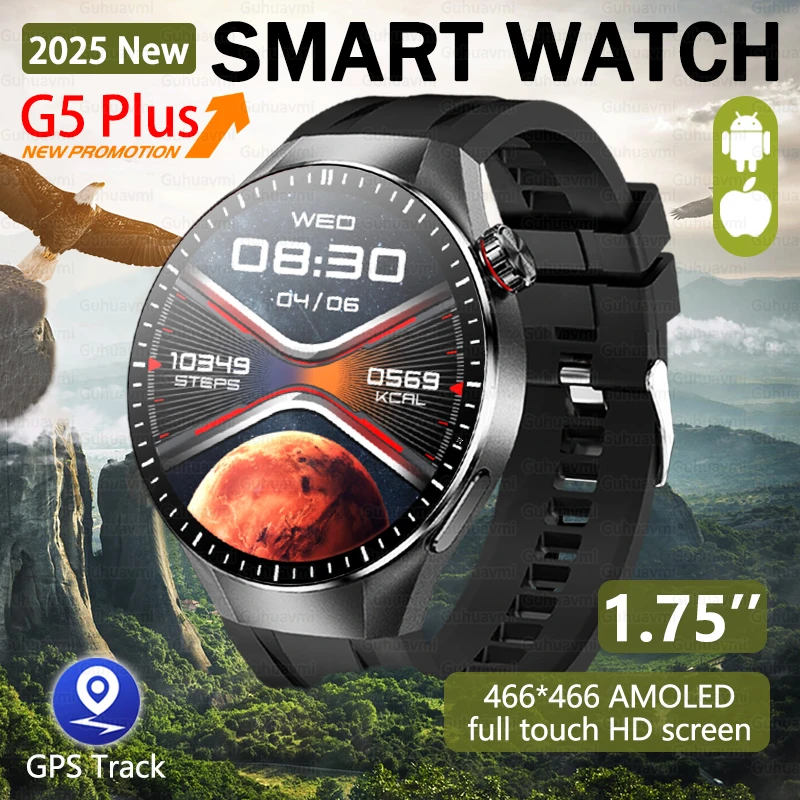 

2025 New For HUAWEI Watch G5 PLUS Smart Watch Men Heart Rate Bluetooth Call GPS Track Compass IP68 Waterproof Sports Smartwatch