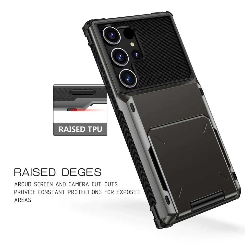 Wallet 5-Card Slot Credit Case For Samsung Galaxy S24 Ultra S23 S22 S21 Plus S20 FE Card Holder Cover For Galaxy Note 8 9 10 20