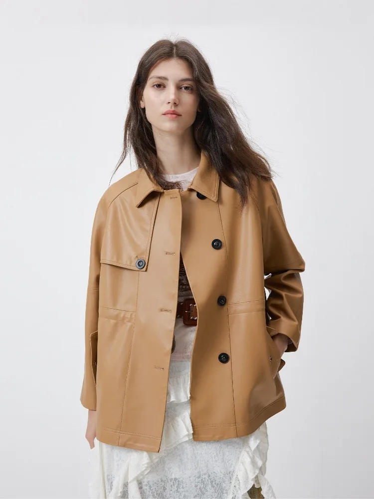 

Natual Sheepskin Coat Lapel Collar Classic Woman Jacket Slim Real Leather Jacket For Women Topscoat chaquetas cuero para mujer
