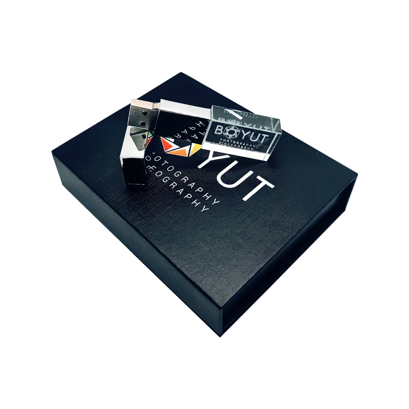 Free Custom LOGO Color Metal Crystal USB3.0 High-speed Flash Drive 64GB 128GB Memory Stick with Gift Box