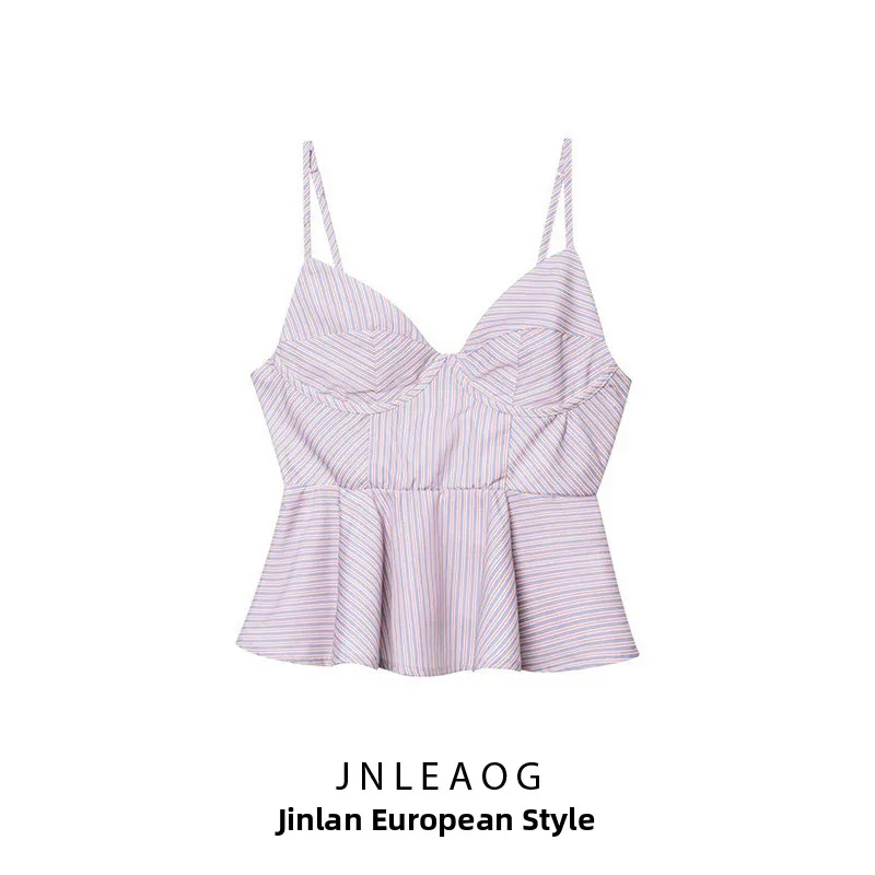 JNLEAOG Herbst Neue frauen Faion Design Voller Rock Gestreiften antung Top Französisch Sle Hohe Taille Sommer Polyester Faser