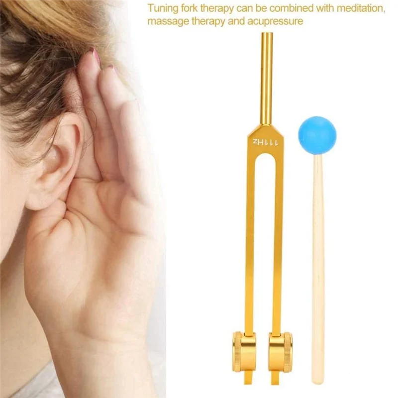 Diapason in lega di alluminio, diapason 111 Hz con martelli per test del sistema nervoso, terapia di guarigione del suono,Oro
