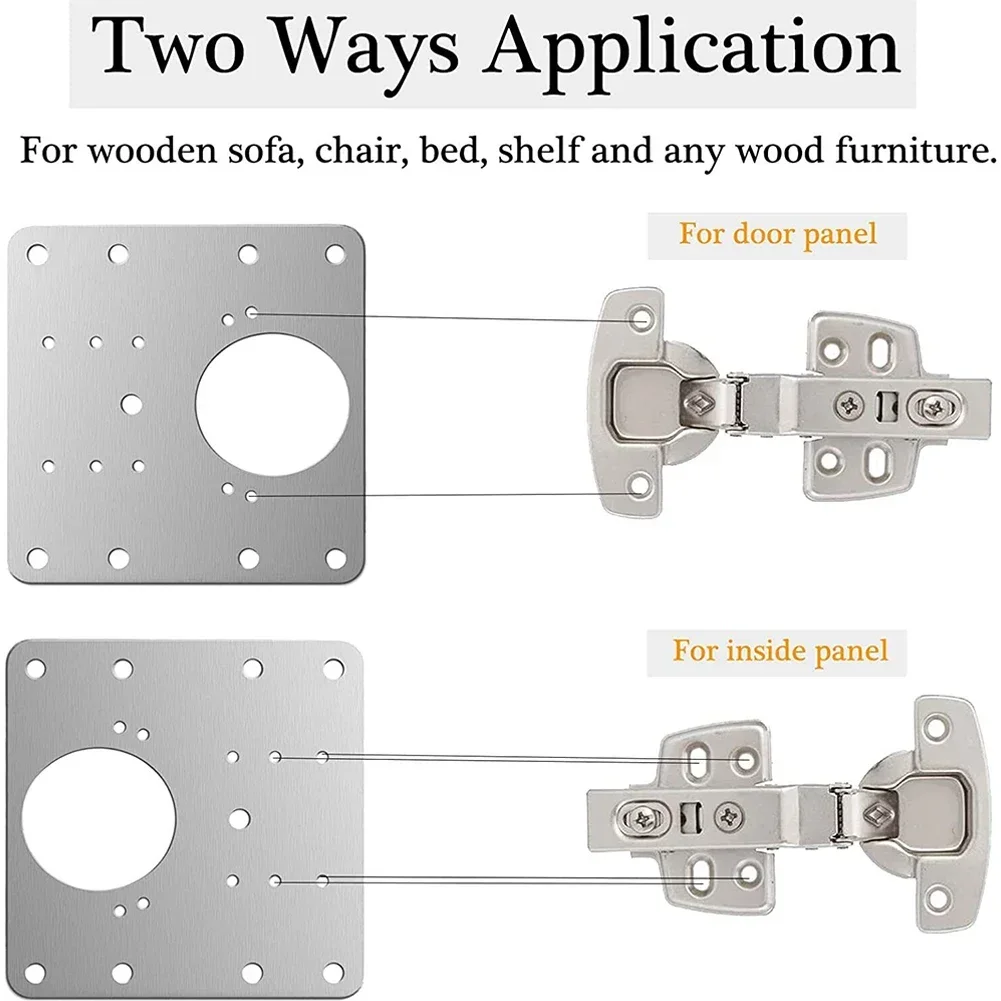 0.8mm Thick 22pcs Cupboard Door Fixing Cabinet Hinge Stainless Steel Close Hinges Hinge Repair Plate Hinge Fixing Plate