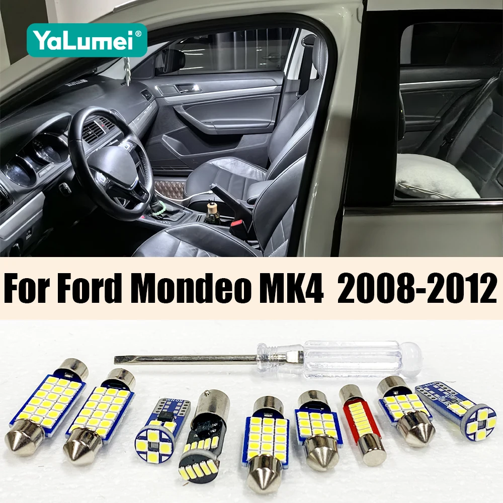 

Для Ford Mondeo 4 MK4 2008-2012: Комплект из 11 светодиодных ламп для автомобиля (светильники для чтения, багажника, зеркала) и аксессуары