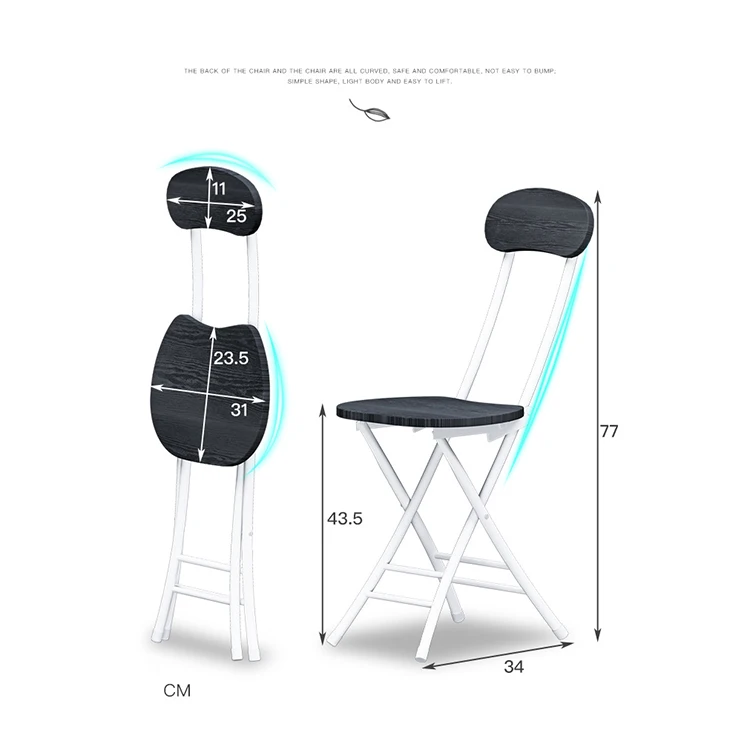 Simple Portable Chair with Folding Back for Home Training Computer Bench