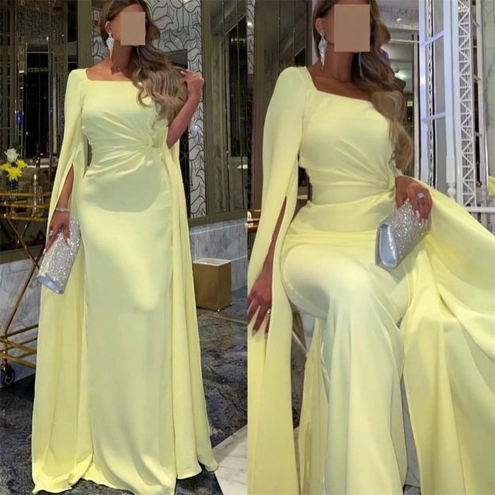 

Prom Dresses Simple Square Sheath Cocktail Fold Draped Satin Occasion Evening Gown vestidos longos para eventos especiais